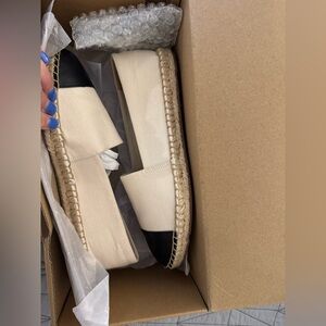 J. Crew Cream and Black Espadrille Shoes